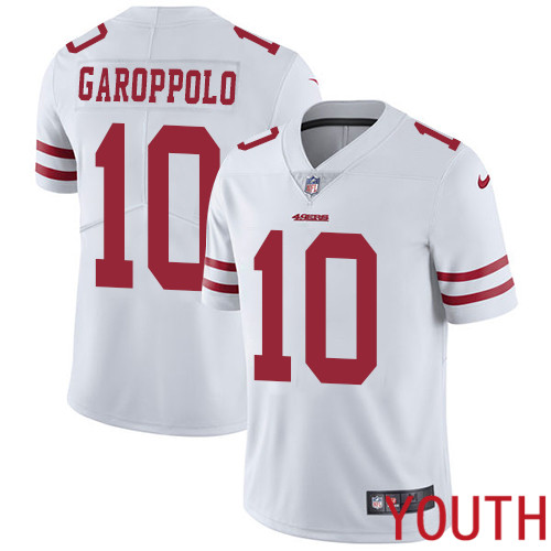 San Francisco 49ers Limited White Youth #10 Jimmy Garoppolo Road NFL Jersey Vapor Untouchable->san francisco 49ers->NFL Jersey